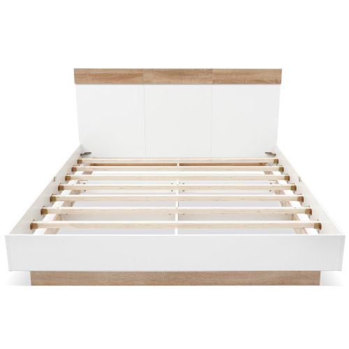 Lit Double 180x200 cm-lit Suspendu En Bois-moderne-en Chêne/blanc