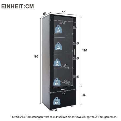 Vitrines En Verre Éclairées Par LED-vitrines Pour Objets De Collection-noires Brillantes