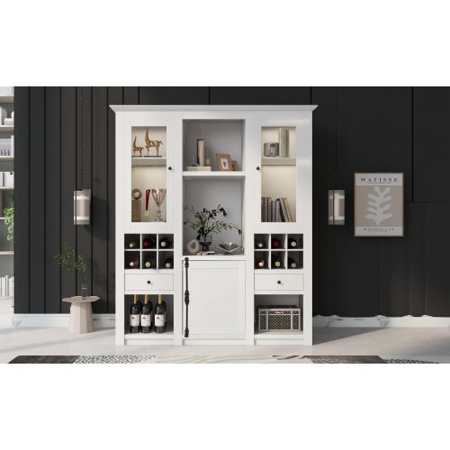 Vitrine Avec Éclairage LED 7 Couleurs-meuble De Salon Vitrine-meubles Muraux De Salon Vitrines-blanc