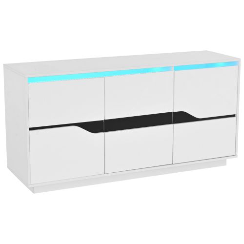 Buffet 3 Portes 140x40x70cm-meuble De Salle à Manger Avec Séparateurs Réglables-blanc Et Noir