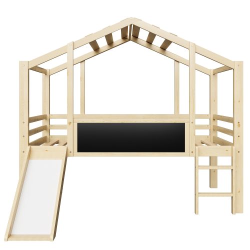 Lit Mezzanine 90x200cm-avec Échelle De Sécurité Et Toboggan De Sécurité,panneau Graffiti-bois