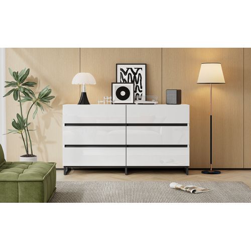 Commode Avec 6 Tiroirs - Noir Et Blanc