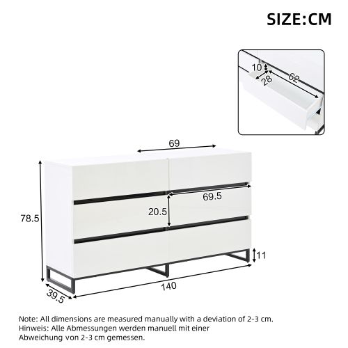 Commode Avec 6 Tiroirs - Noir Et Blanc
