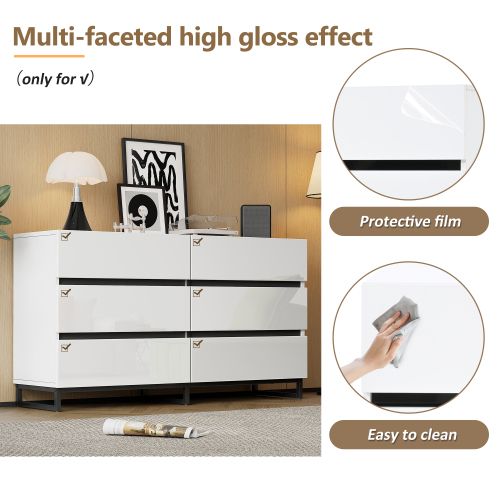 Commode Avec 6 Tiroirs - Noir Et Blanc