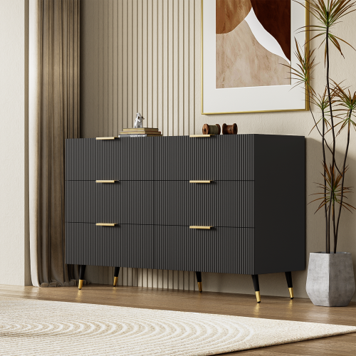 Commode Avec 6 Tiroirs - Noir