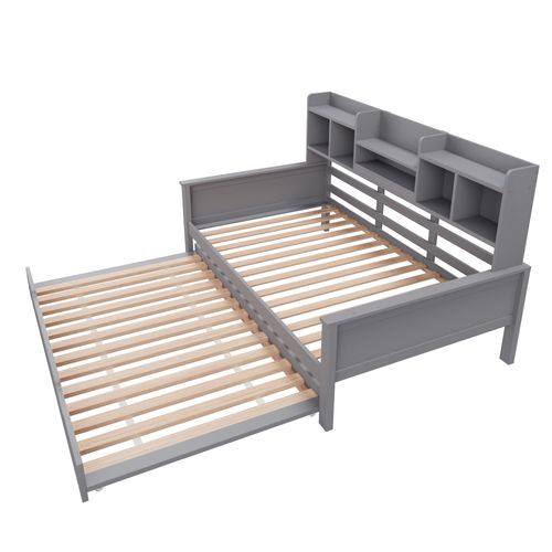 Lit Gigogne 90*200cm-lit Enfant En Bois Massif-canapé-lit Multifonction En Pin-lit Simple-Gris