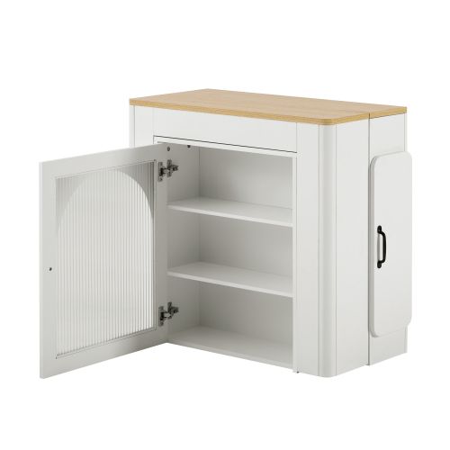 Îlot De Cuisine à Roulettes-avec Plateau Amovible-chariot De Service Mobile Avec Multiprises-blanc