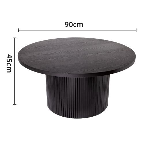 Table Basse Moderne-fini Bois-gain De Place Et Assemblage Facile-rond-chêne-noir