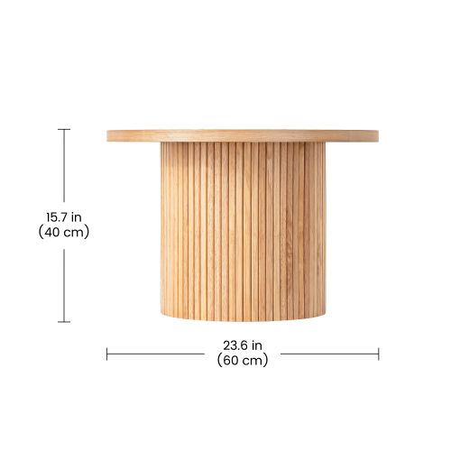 Table Basse Moderne-fini Bois-gain De Place Et Assemblage Facile-rond-chêne-naturel
