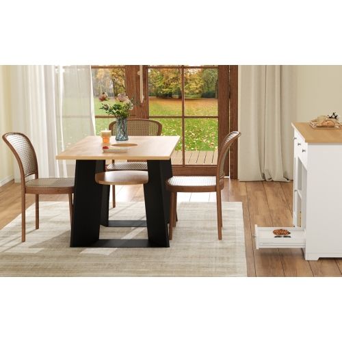 Table à Manger Rectangulaire-adaptée Aux Animaux De Compagnie-6 Personnes-cuisine-en Bois