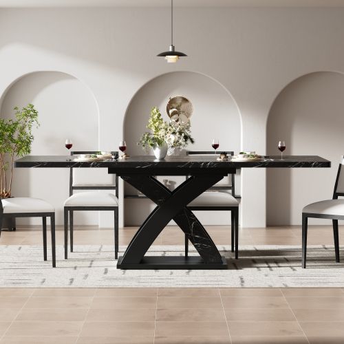 Table à Manger Extensible-table De Cuisine De 120-160 Cm-en Bois-pour Jusqu'à 6 Personnes-noir