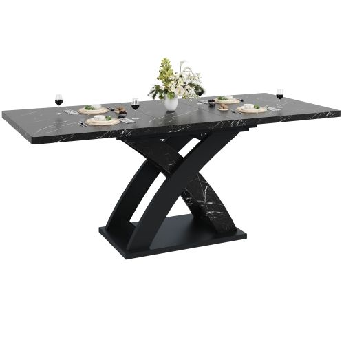 Table à Manger Extensible-table De Cuisine De 120-160 Cm-en Bois-pour Jusqu'à 6 Personnes-noir