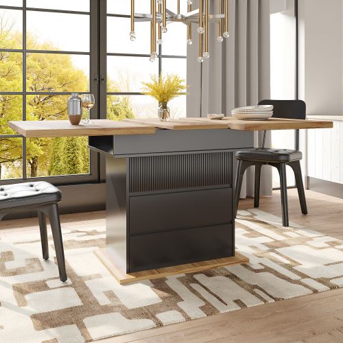 Table à Manger Extensible-table De Cuisine Gain De Place-pour 4 à 6 Personnes- Noire