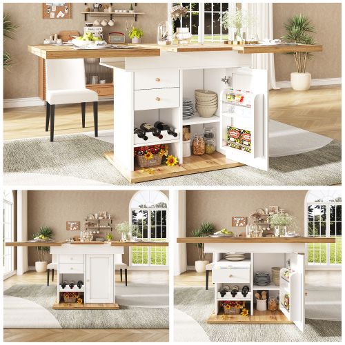 Table à Manger Extensible-table De Cuisine Gain De Place-pour 4 à 6 Personnes- Blanc