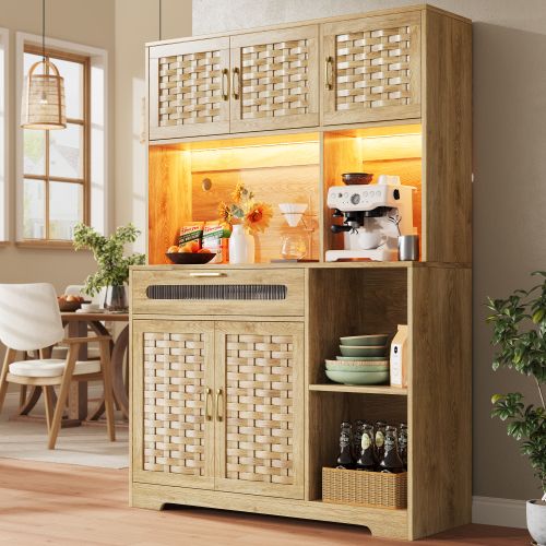 Buffet De Cuisine Avec Éclairage LED-meuble De Cuisine-armoires Hautes-élégance Et Innovation-bois