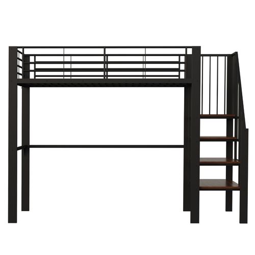 Lit Mezzanine 90x200 Cm-avec Un Grand Espace De Rangement-idéal Pour Enfants Et Adultes-noir