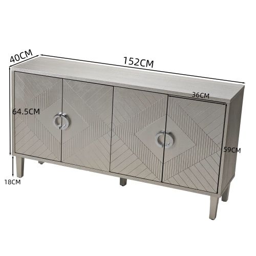 Commode-avec Fonctionnel à 4 Portes-idéal Pour Le Salon, La Chambre Et La Cuisine, Couleur Champagne