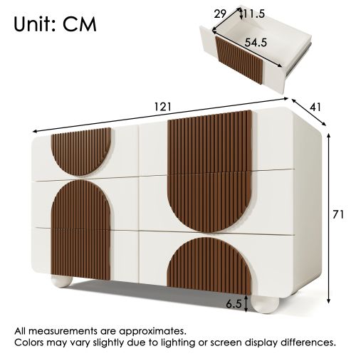 Commode à 6 Tiroirs-buffet Blanc-tiroirs Coulissants Silencieux -en Bois Couleur Chocolat