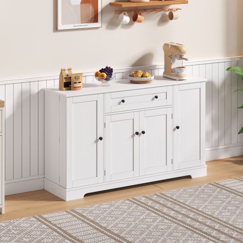 Buffet De Cuisine–meuble De Cuisine Avec Tiroir-étagères Réglables-idéal Pour La Cuisine-blanc