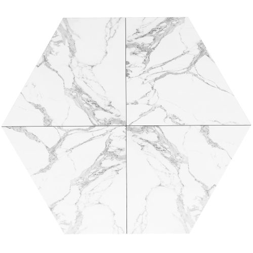 Table Hexagonale En Marbre (1 Pièce)-table De Cuisine Hexagonale -motif Marbre Doré