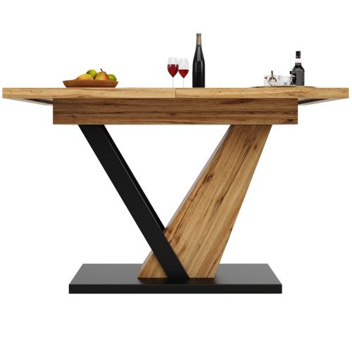 Table à Manger Extensible-4-6 Personnes-120-160 cm-Piètement en V-Naturel