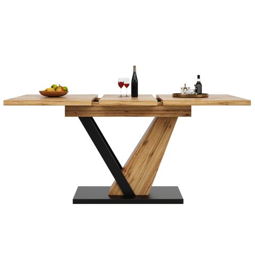 Table à Manger Extensible-4-6 Personnes-120-160 cm-Piètement en V-Naturel