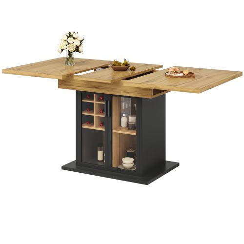 Table De Salle à Manger Extensible-idéale Pour La Salon-longueur Extensible Jusqu'à 140 Cm-noir