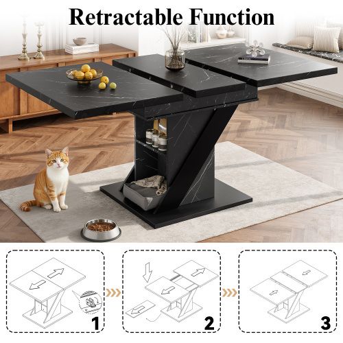 Table De Salle à Manger Extensible-idéale Pour La Salon-longueur Extensible Jusqu'à 140 Cm-noir