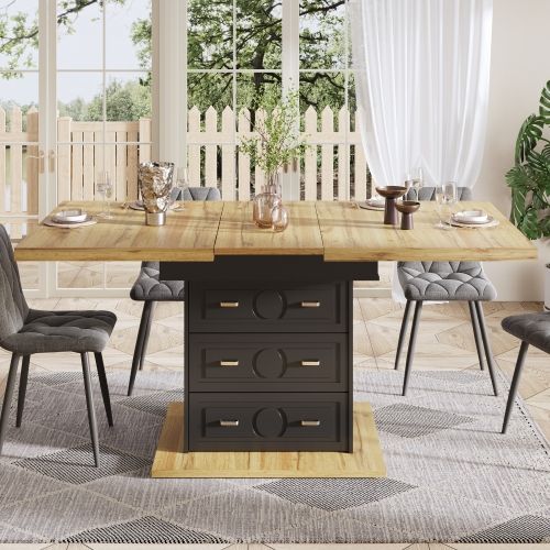 Table De Salle à Manger Extensible-pour 6 Personnes-longueur Extensible Jusqu'à 140 Cm-noir