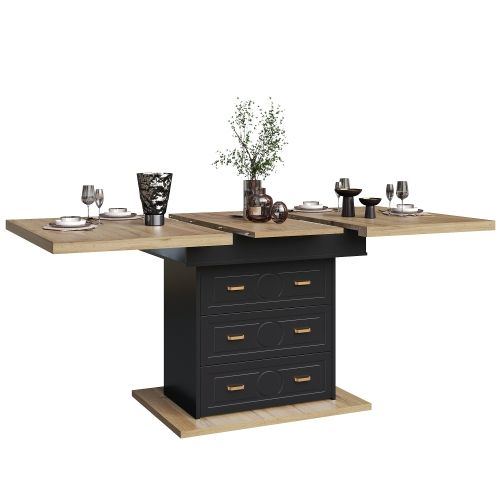 Table De Salle à Manger Extensible-pour 6 Personnes-longueur Extensible Jusqu'à 140 Cm-noir