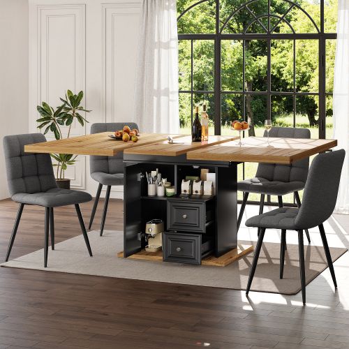 Table De Salle à Manger Extensible-pour 6 Personnes-longueur Extensible Jusqu'à 140 Cm-noir