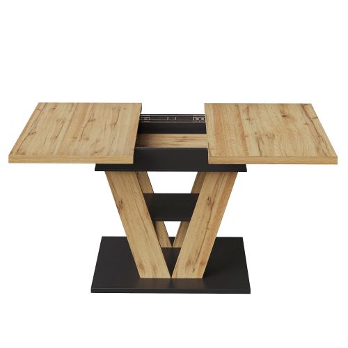 Table à Manger Extensible-Pour 6 Personnes-Extensible Jusqu'à 140 cm-Piètement en V-Naturel