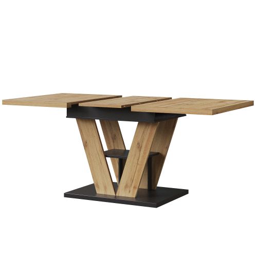 Table à Manger Extensible-Pour 6 Personnes-Extensible Jusqu'à 140 cm-Piètement en V-Naturel