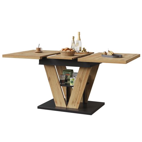 Table à Manger Extensible-Pour 6 Personnes-Extensible Jusqu'à 140 cm-Piètement en V-Naturel