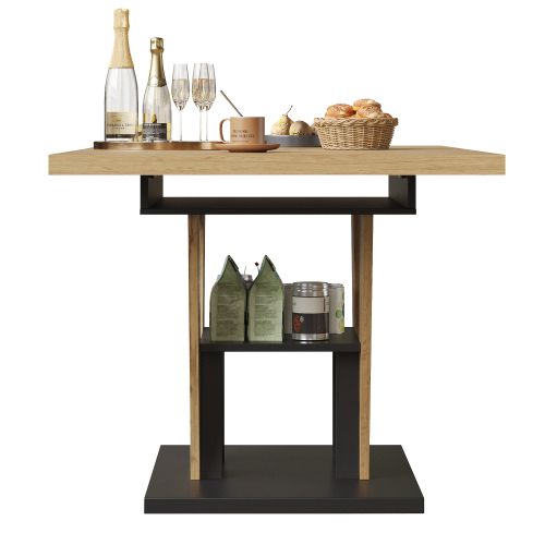 Table à Manger Extensible-Pour 6 Personnes-Extensible Jusqu'à 140 cm-Piètement en V-Naturel