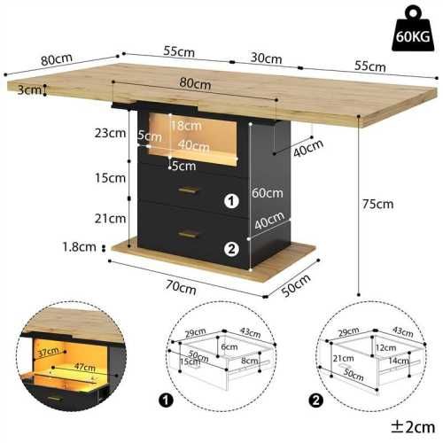 Table De Salle à Manger Extensible-pour 6 Personnes-longueur Extensible Jusqu'à 140 Cm-noir