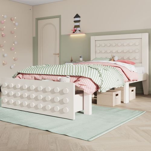 Lit Simple 90x200 Cm-lit Enfant/ado-avec Tiroirs Et Rangement Sous Le Lit-blanc