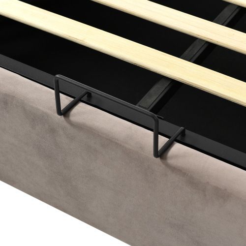 Lit Rembourré Avec Éclairage LED Et 2 Tiroirs-lit Simple 90x200cm-en Bois-gris