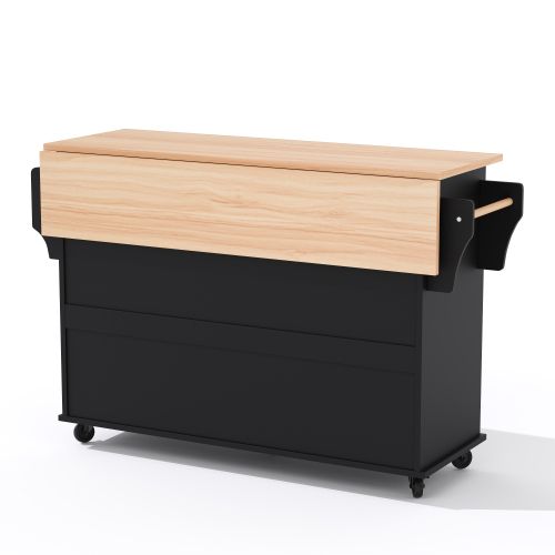 Îlot De Cuisine Mobile Avec Rangement-étagères Réglables-meuble De Cuisine-desserte-noir