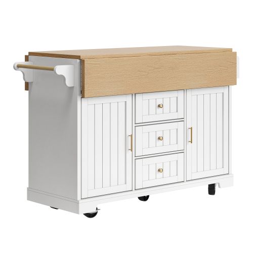 Îlot De Cuisine Avec Rangement-meuble De Cuisine-extensible Des Deux Côtés-desserte-blanc