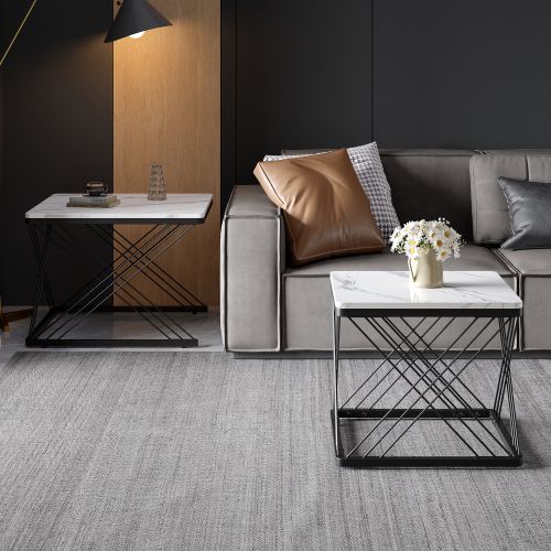 Ensemble De 2 Tables Basses Carrées-marbre Brillant-salon-blanc