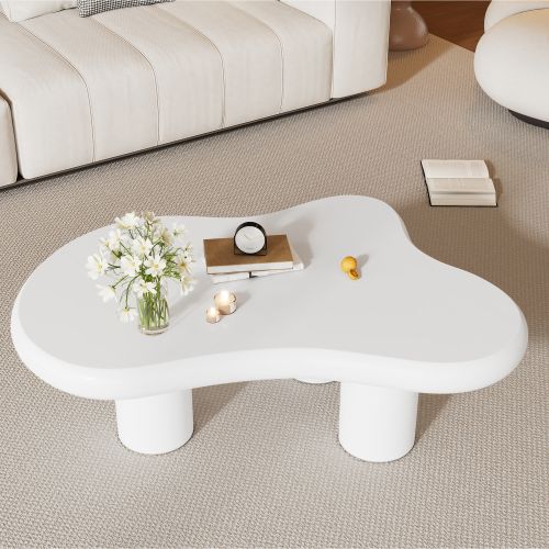 Table basse en forme de nuage-MDF avec patins en feutre-Surface laquée-Blanc