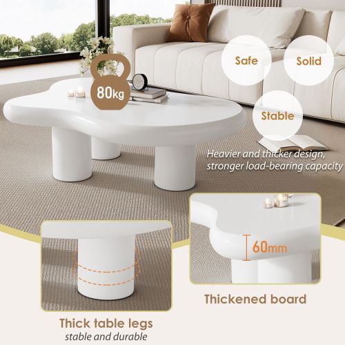 Table basse en forme de nuage-MDF avec patins en feutre-Surface laquée-Blanc
