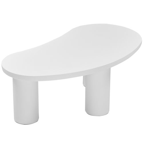 Table Basse-En Forme De Croissant Irrégulier-Plateau en MDF-Blanc