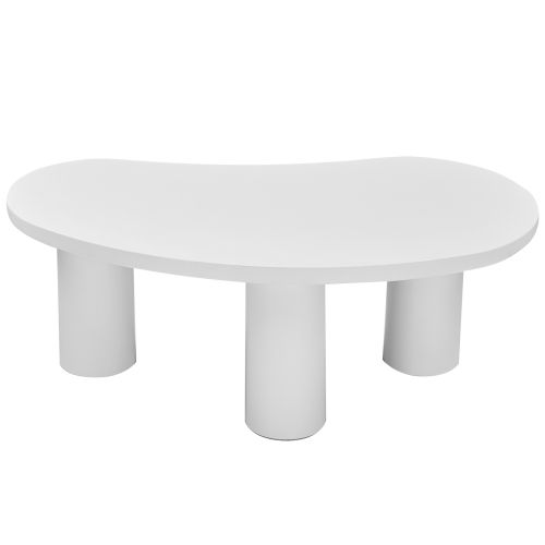 Table Basse-En Forme De Croissant Irrégulier-Plateau en MDF-Blanc