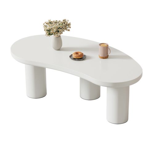 Table Basse-En Forme De Croissant Irrégulier-Plateau en MDF-Blanc