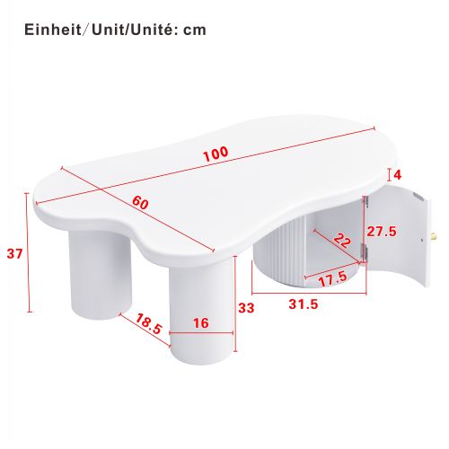 Table Basse Asymétrique-élégante Et Robuste-salons-avec Espace De Rangement-blanc