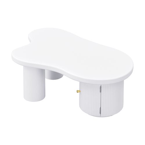 Table Basse Asymétrique-élégante Et Robuste-salons-avec Espace De Rangement-blanc