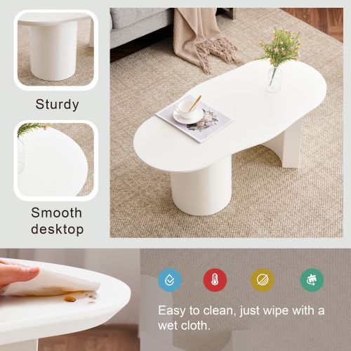 Table Basse Irrégulière- Mdf De Haute Qualité0-surface Laqué-blanche