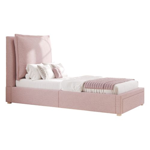 Lit Simple-lit Enfant 90 X 200 Cm-lit Fonctionnel-grand Espace De Rangement-chenille-rose